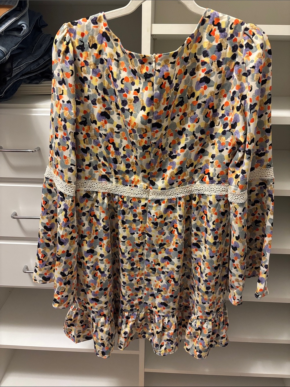 Kori Multicolor Floral Print Long Sleeve Dress with Lace Trim - Picture 2 of 7